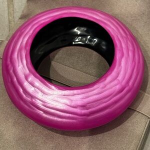 ALEXIS BITTAR Large Puffy Lucite Bangle Bracelet Azalea Pink (M/L) New in Pouch